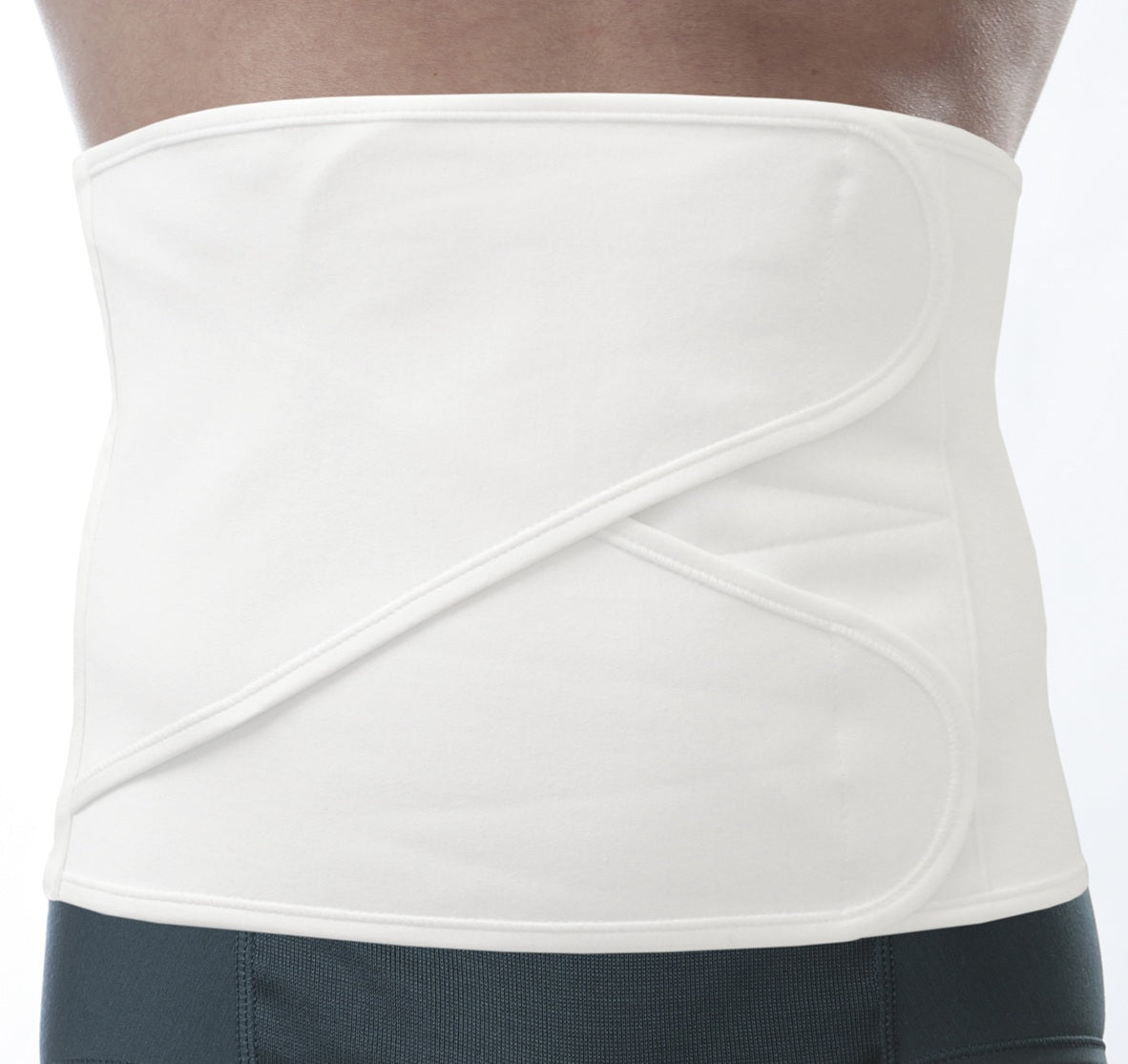 A white hernia belt. Unisex hernia wraps for men and women.
